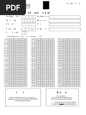 86445 Supplementary Multiple Choice Answer Sheet Exam Day Form 2