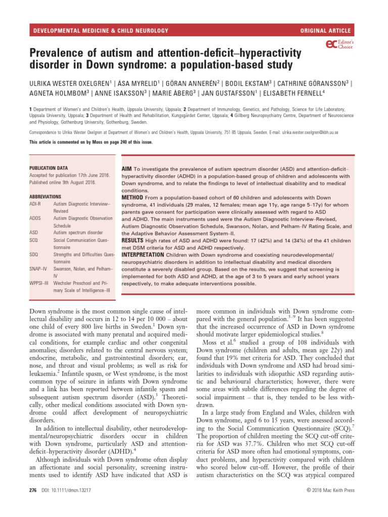 Prevalence of Autism and Attention Deficit Hyperactivity Disorder in ...