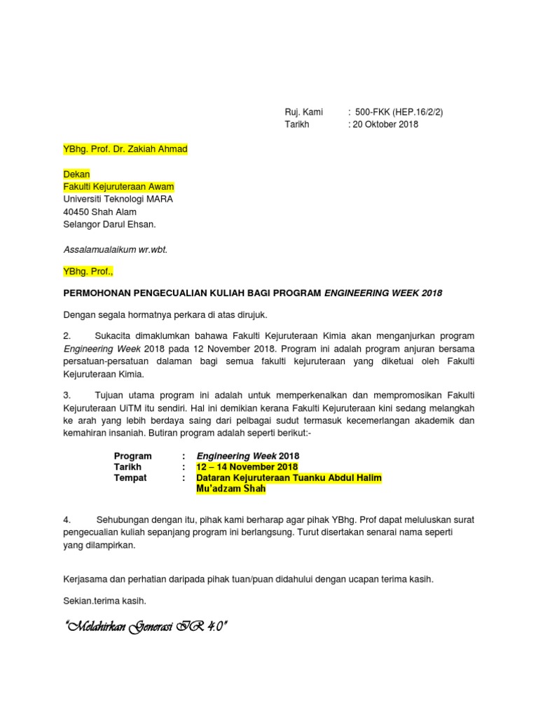 Contoh Surat Permohonan Pengecualian Gst