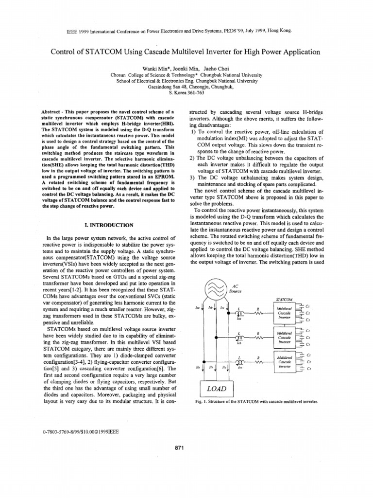 STATCOM Control with Cascade Inverter | PDF | Power Inverter | Ac Power