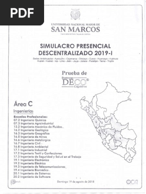 Simulacro Presencial Unmsm 2019 I Area C Pdf