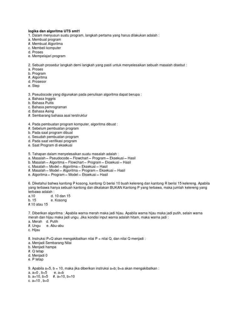 Logika Dan Algoritma Uts Smt1