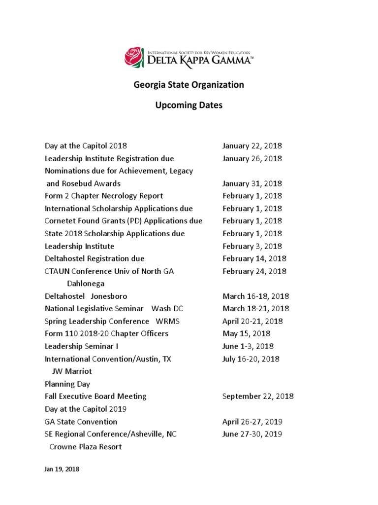 Upcoming Dates 2017-2019 1 | PDF