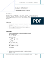 Matemática II - Trabajo Práctico No 8 sobre integrales indefinidas