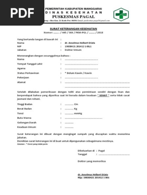 Surat Ket Sehat Form Kosong 2018