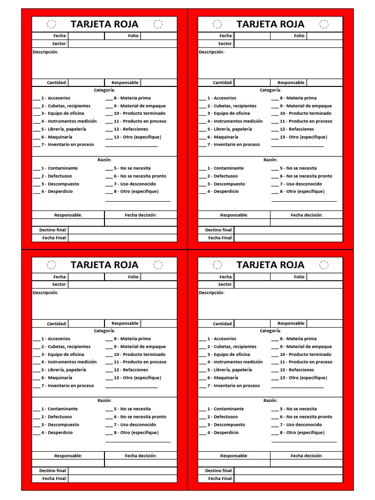 Formato de Tarjeta Roja Tecnología e ingeniería