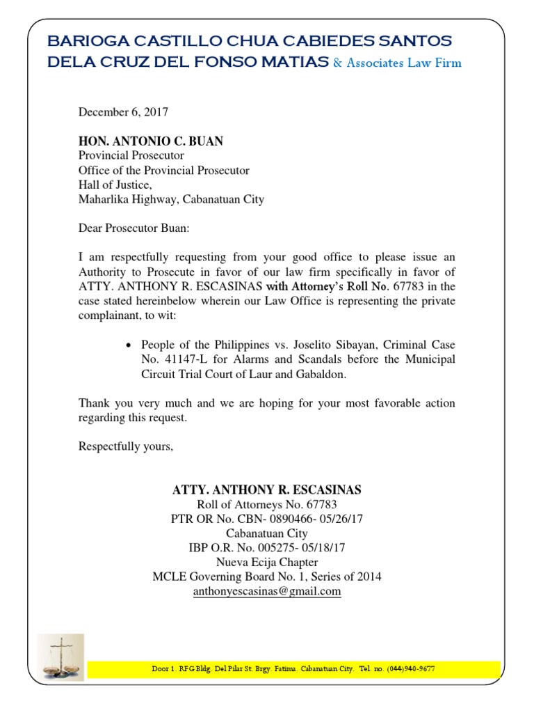Request for Authority to Prosecute | PDF