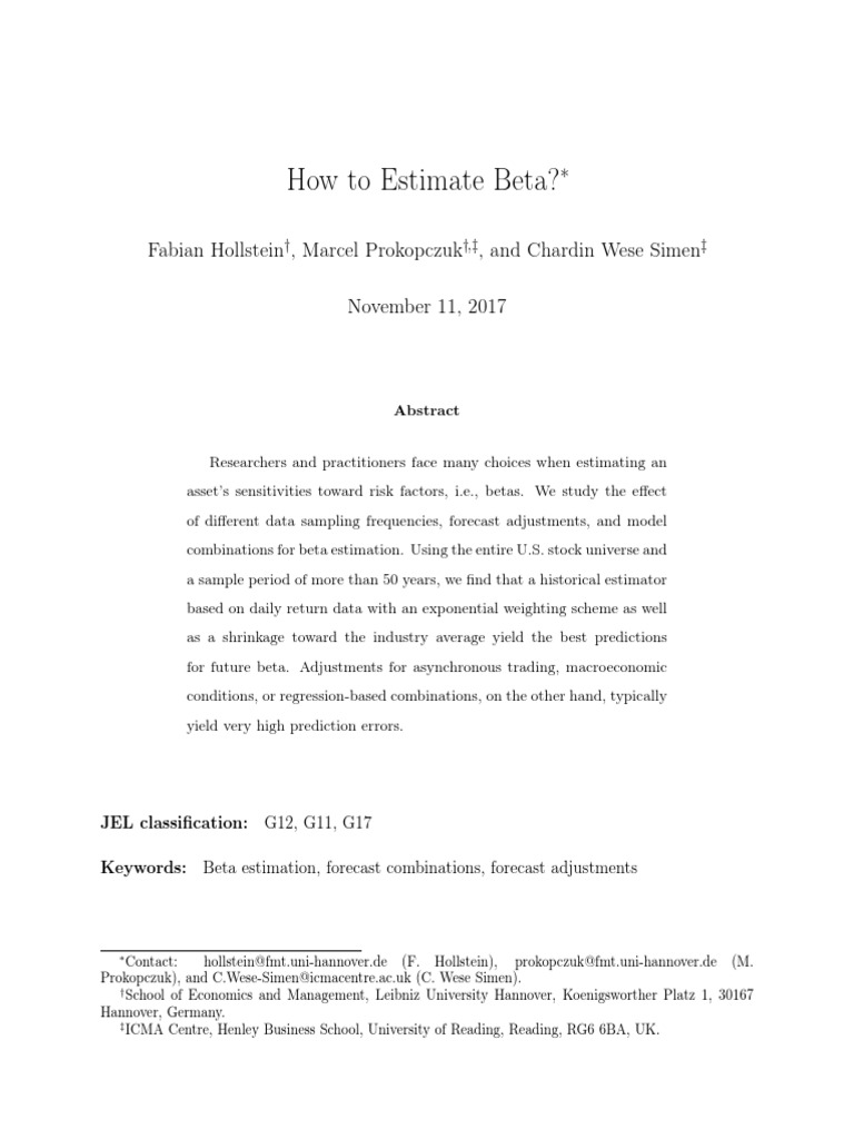 How To Estimate Beta | PDF | Beta (Finance) | Errors And Residuals