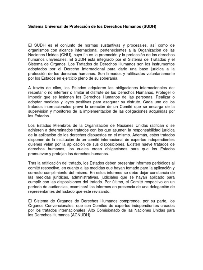 Sistema Universal de Protección de Los Derechos Humanos | PDF ...