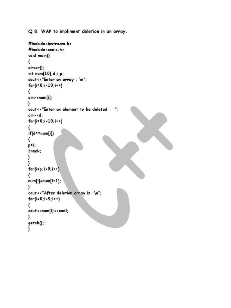 C Program for Array Deletion | PDF