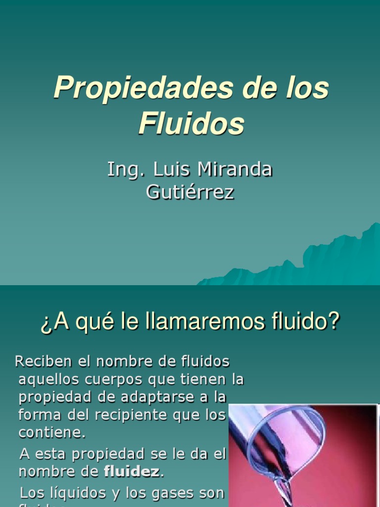 Clase 2 Propiedades de Los Fluidos.ppt Líquidos Viscosidad