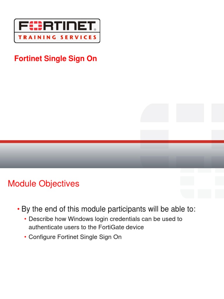 Fortinet SSO Configuration Guide | PDF | Active Directory | Login