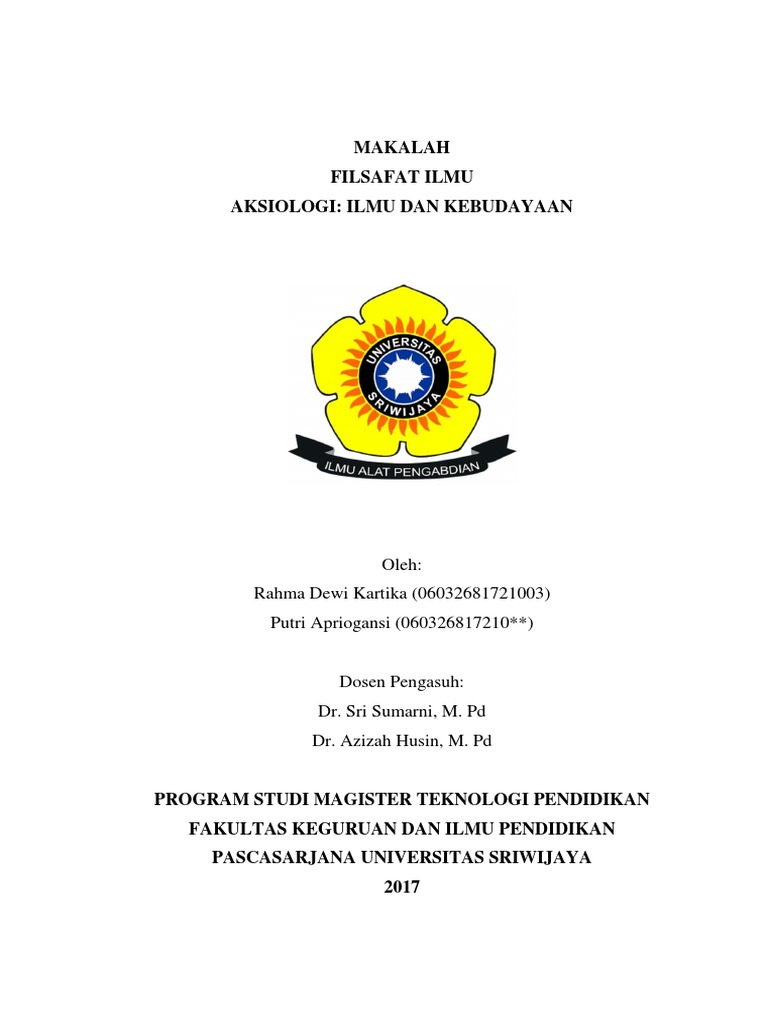 Makalah Filsafat Ilmu Aksiologi Ilmu Dan Kebudayaan