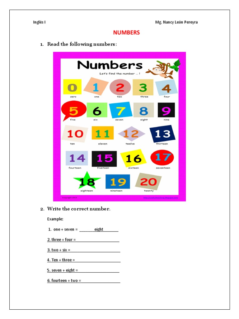 English Numbers and Time Exercises | PDF