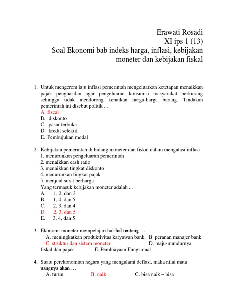 Soal Soal Dan Pembahasan Ekonomi Bab Inf