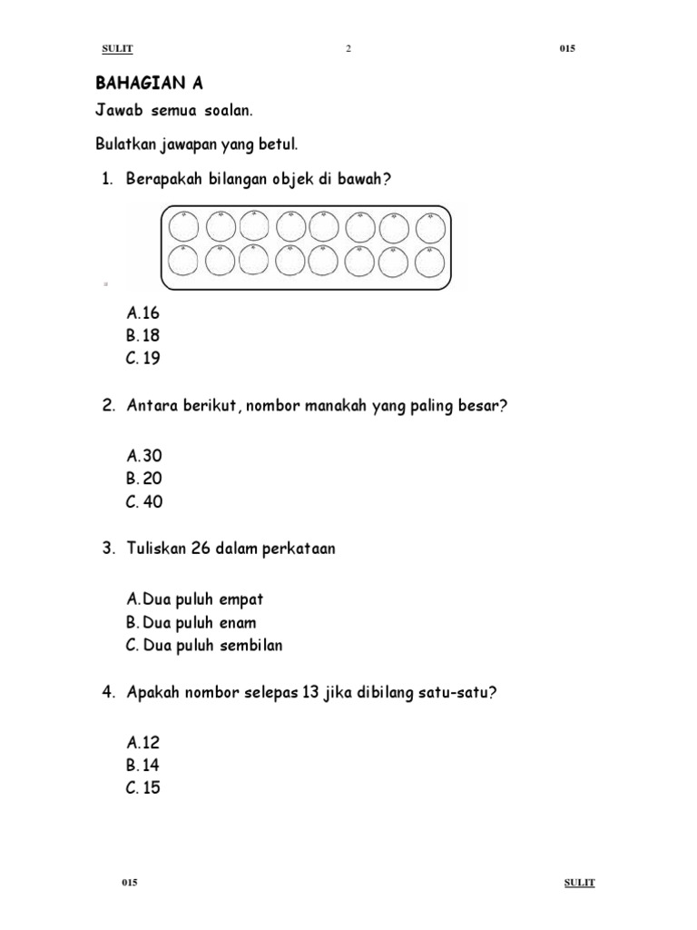 Soalan Matematik 2018 | PDF