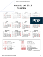 Calendario de Colombia Del 2018