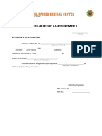 Certificate of Confinement