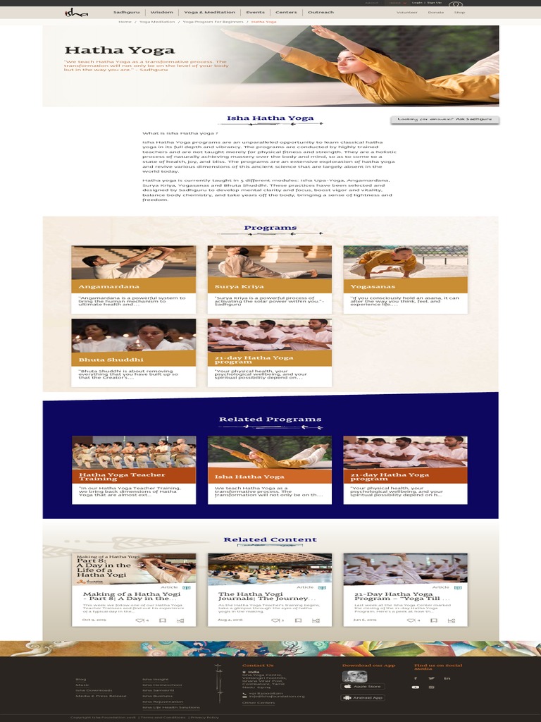 Hatha Yoga Isha Yoga Sadhguru Download Free Pdf Yoga Asana