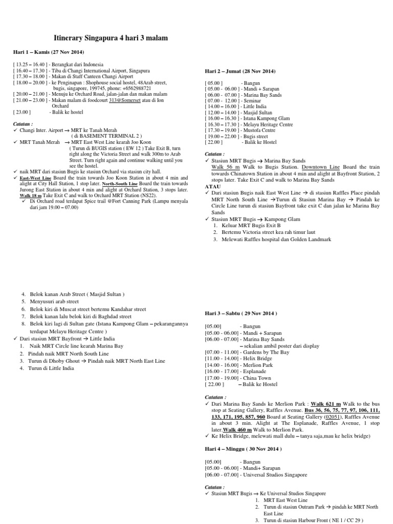 Itinerary Singapore 4 Hari 3 Malam Beinyu Com