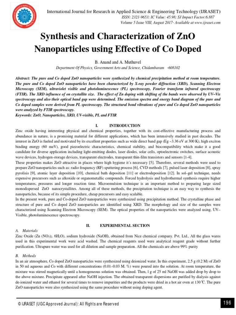 literature review of zno nanoparticles