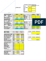 Draught Survey Calculation List: Metric System