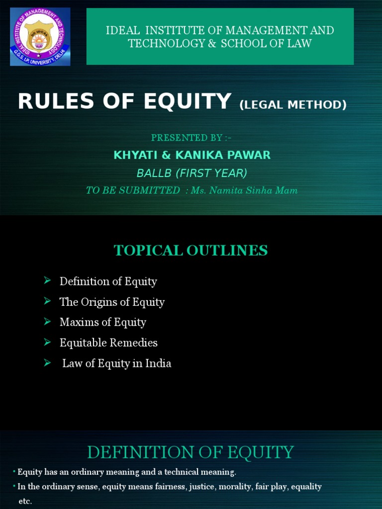 Rules of Equity (Legal Method) PDF Equity (Law) Common Law