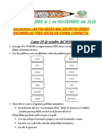 Tareas 1° Del 29 de OCTUBRE Al 2 NOVIEMBRE 2018