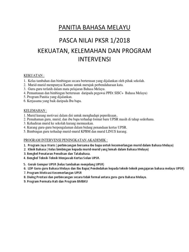 Laporan Kekuatan Dan Kelemahan Pdf