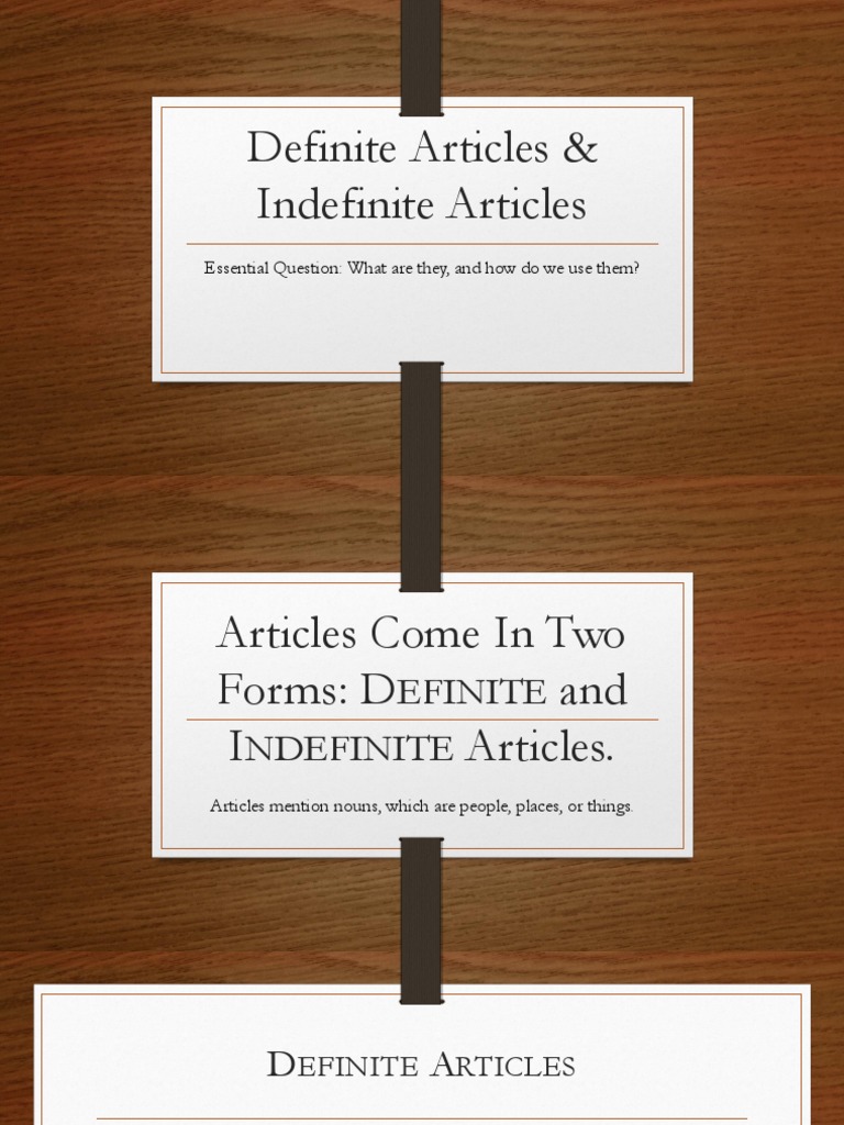 Definite and Indefinite Articles | PDF | Grammatical Gender ...