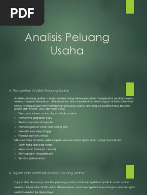 Analisis Peluang Usaha