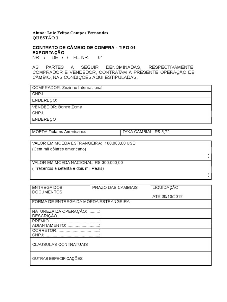 Contrato de Cambio de Compra | PDF