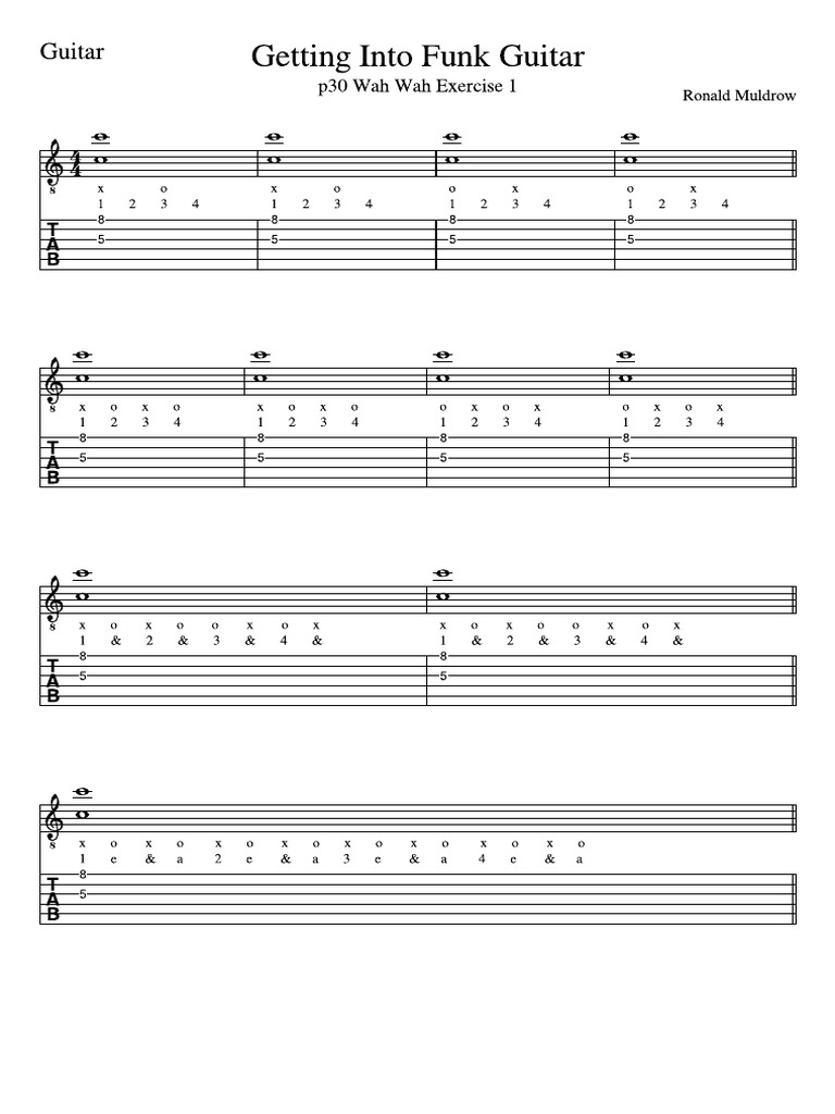 Funk - Getting Into Funk Guitar - p30 Wah Wah Exercise 1 | PDF