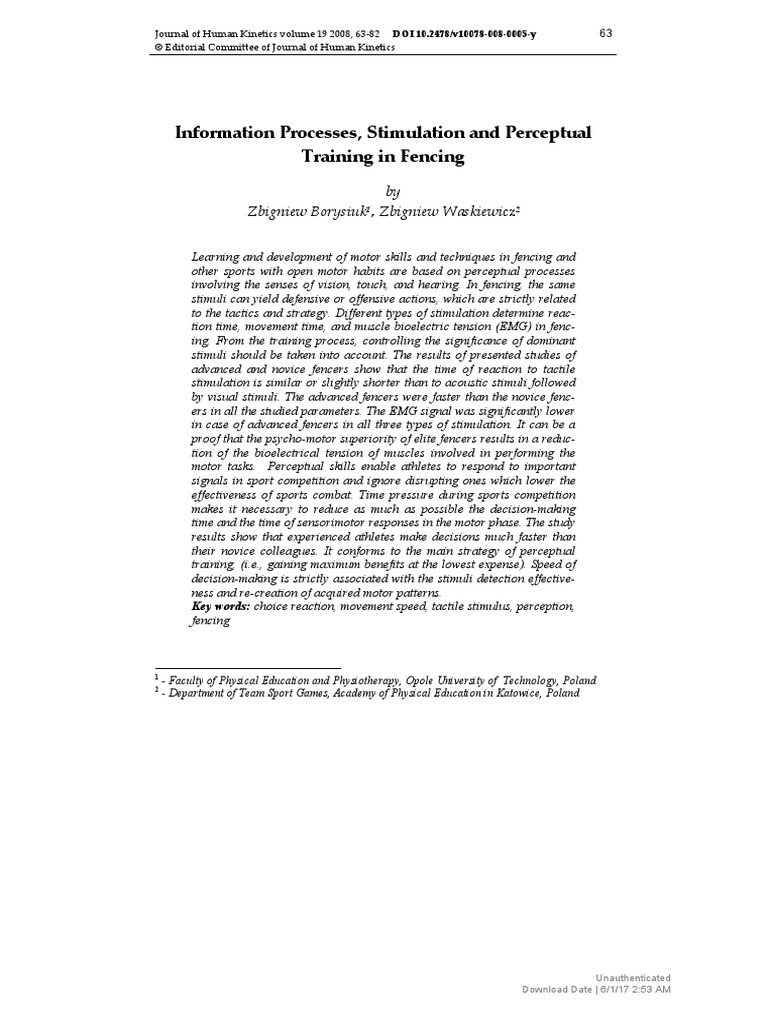 (Journal of Human Information Processes Stimulation and