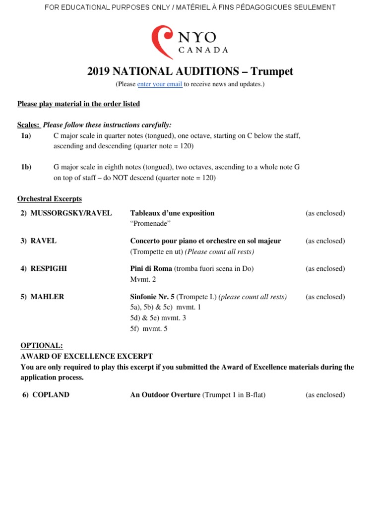 2019 Trumpet Audition Materials | PDF | Musical Compositions | Orchestras