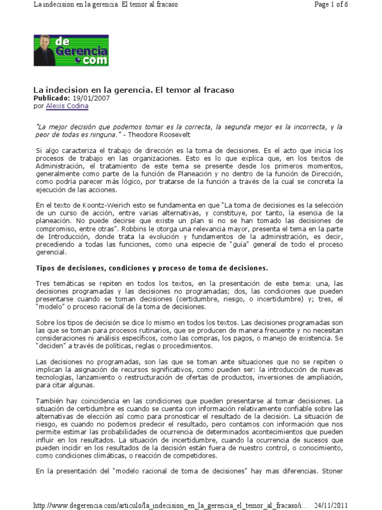 Lectura 1 PDF | PDF | Toma de decisiones | Ciencia cognitiva