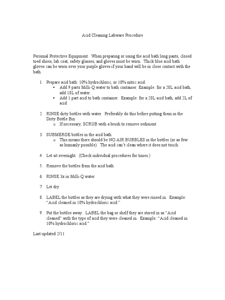 Acid Cleaning Procedure PDF