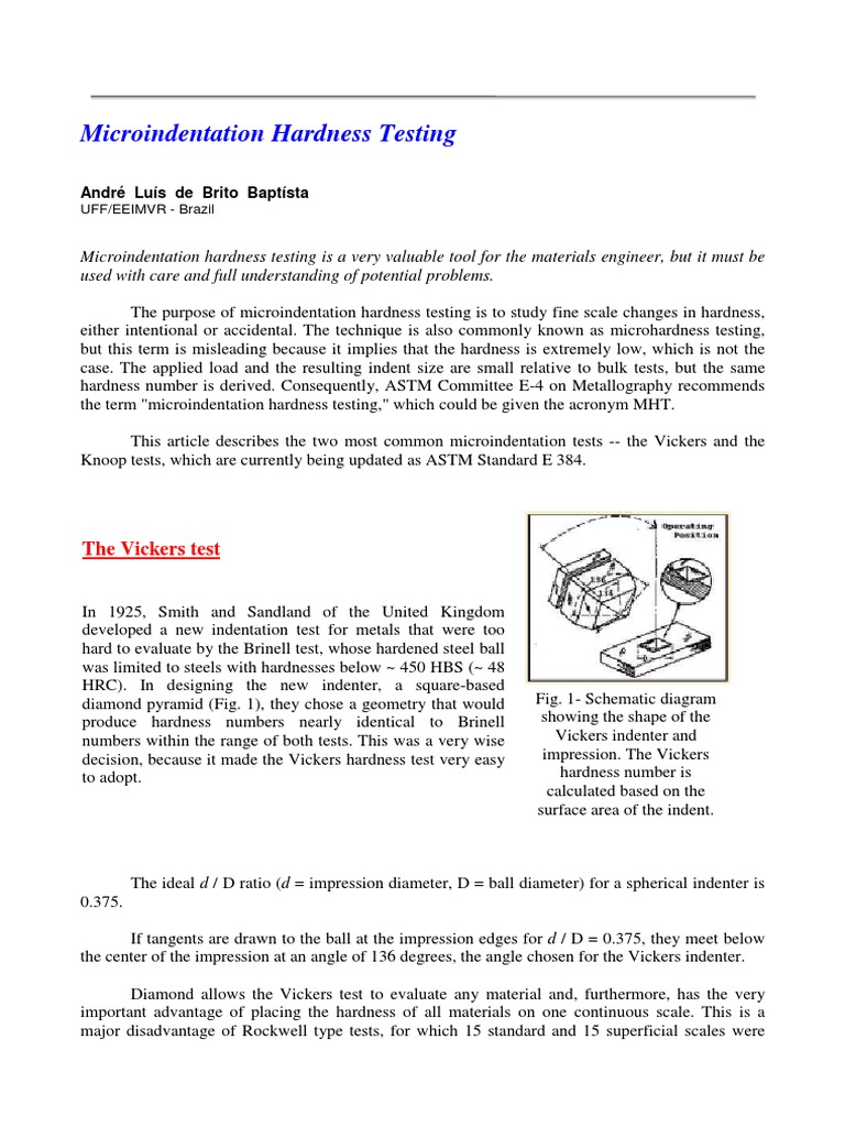 Microindentation Hardness Testing PDF | PDF | Hardness | Chemical ...
