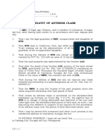 Affidavit of adverse claim on agricultural land