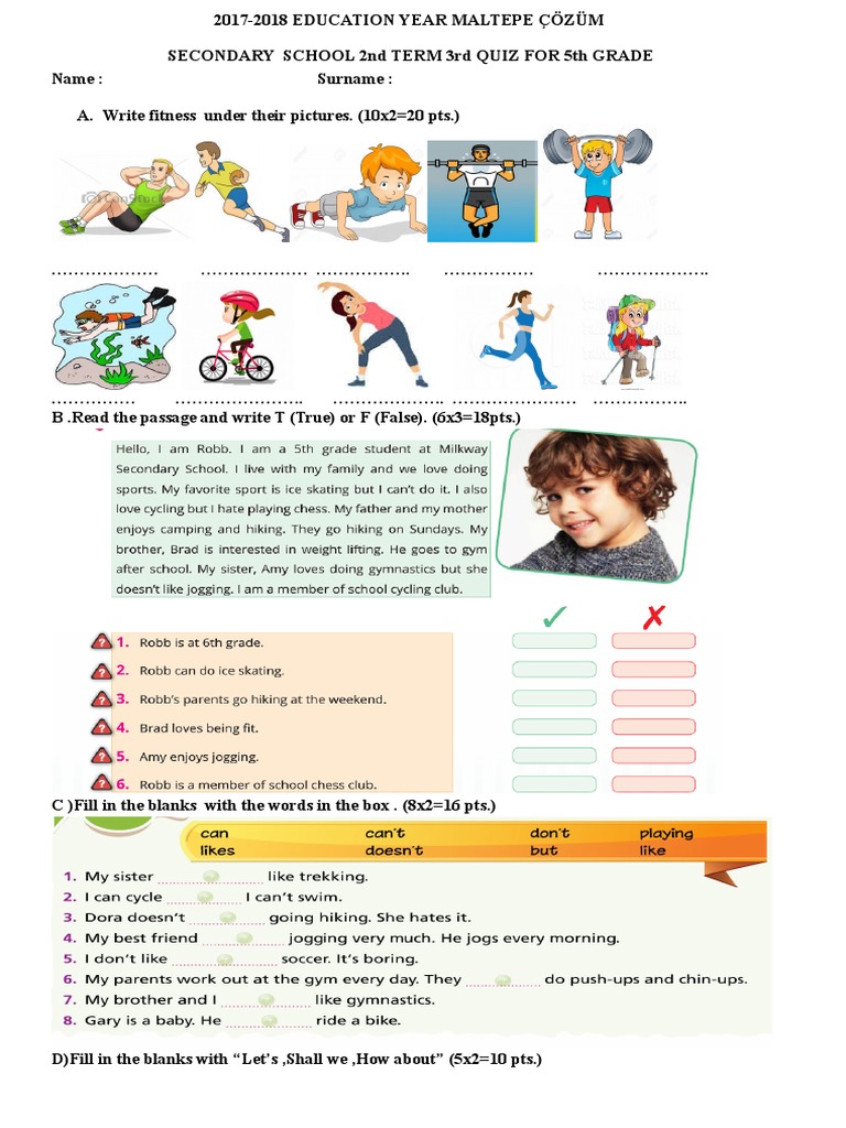 Fitness Quiz PDF Leisure Sports