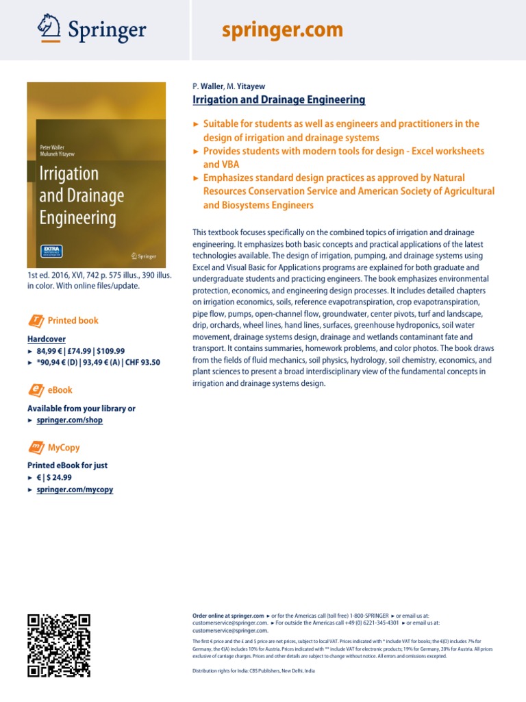 Irrigation and Drainage Engineering Textbook | PDF | Drainage | Irrigation