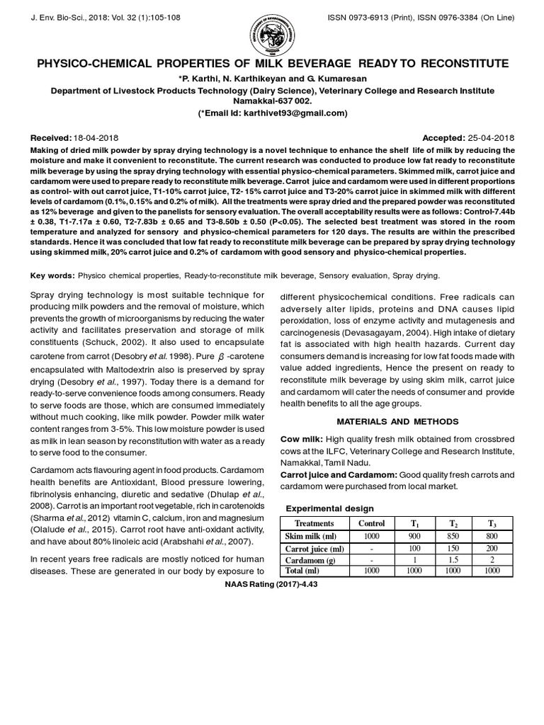 PhysicoChemical Properties of Milk Beverage Ready To Reconstitute
