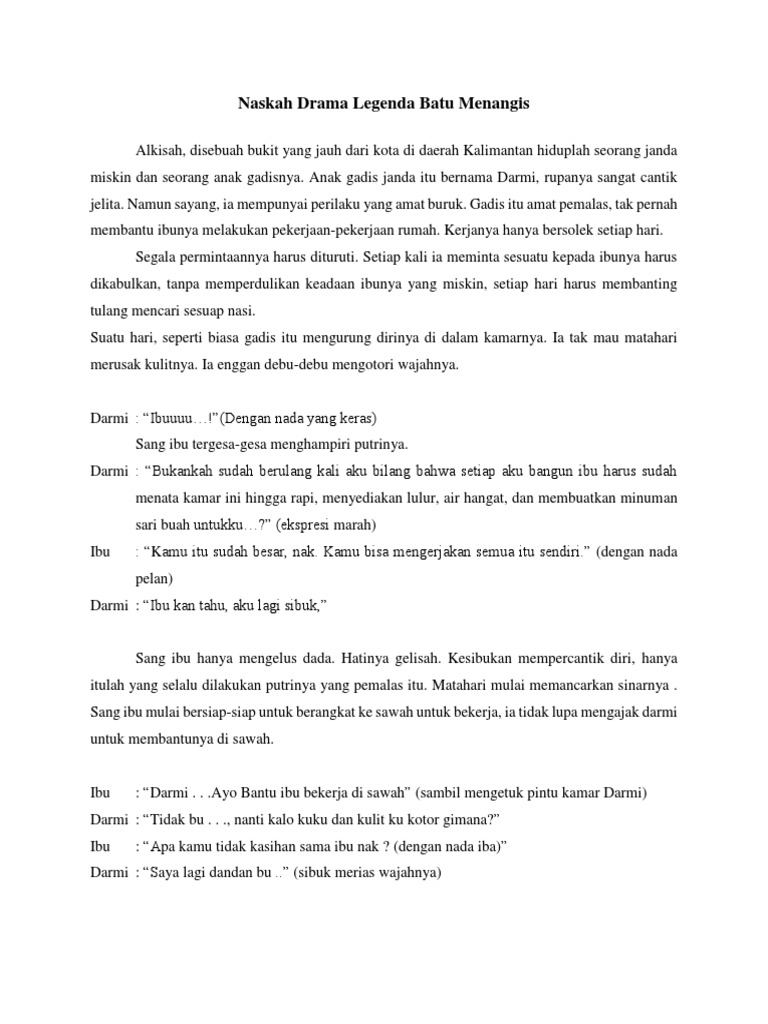 Naskah Drama Legenda Batu Menangis | PDF