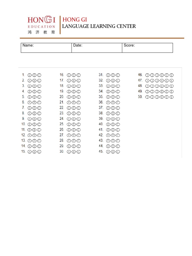Answer Sheet | PDF