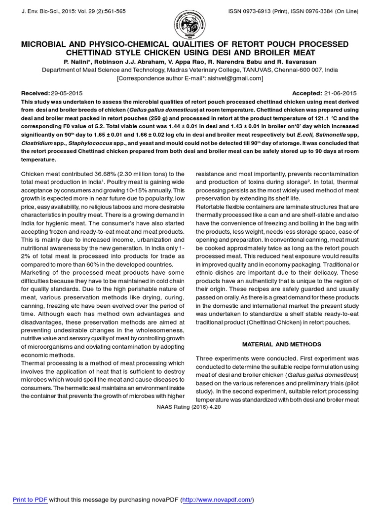 Retort Processed Chettinad Chicken | PDF | Food Preservation | Canning