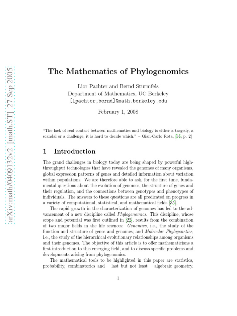 Mathematics in Phylogenomics Explained | PDF | Gene Duplication ...