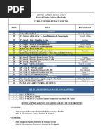 Calendario Curso Universo e Vida - 2º 2018