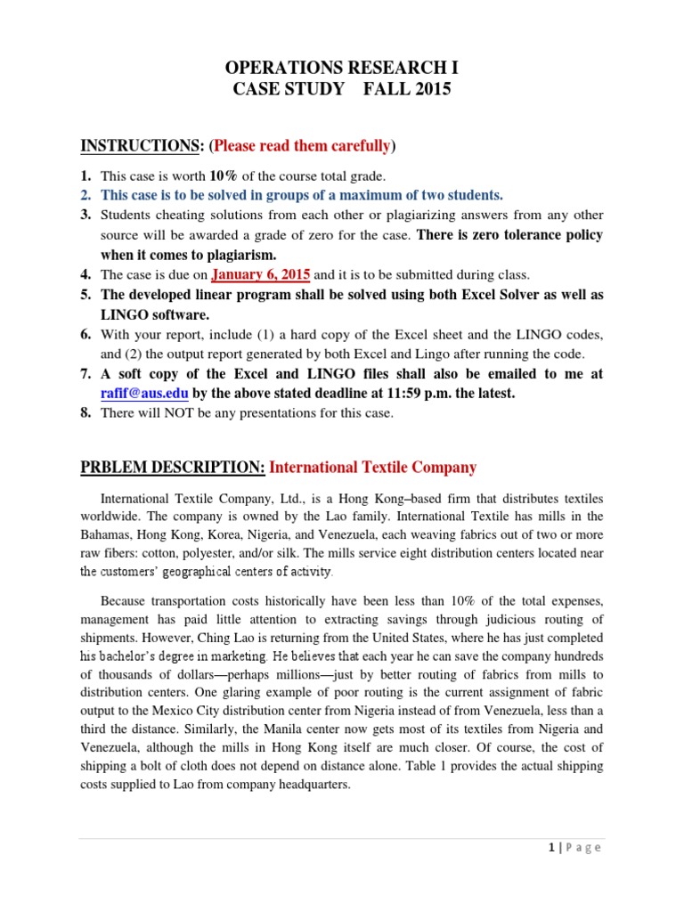 International Textile Company Case Study | PDF | Textiles | Business
