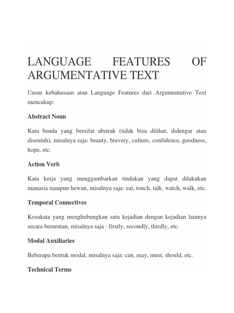 Language Features of Argumentative Text | PDF | Essays | Syntax