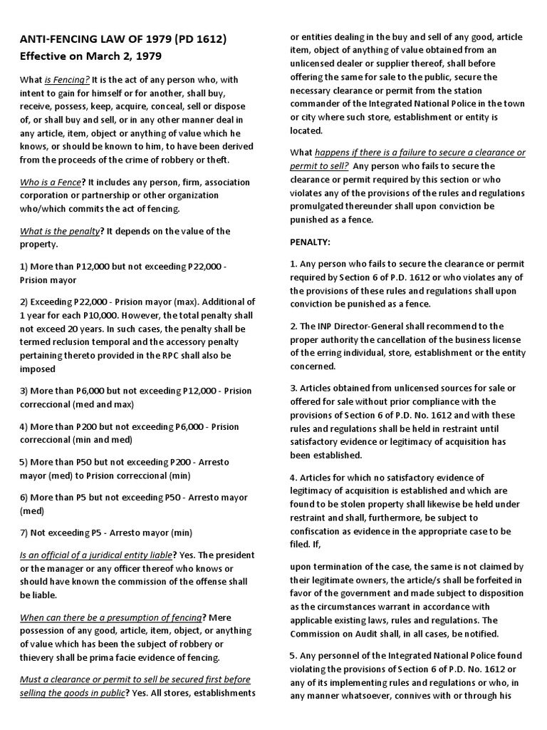 ANTI Fencing Law 2 PDF Theft Justice